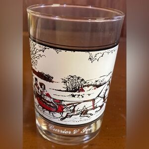 Vintage The Road in Winter Scene Glass 1981 Arbys collector series Currier Ives